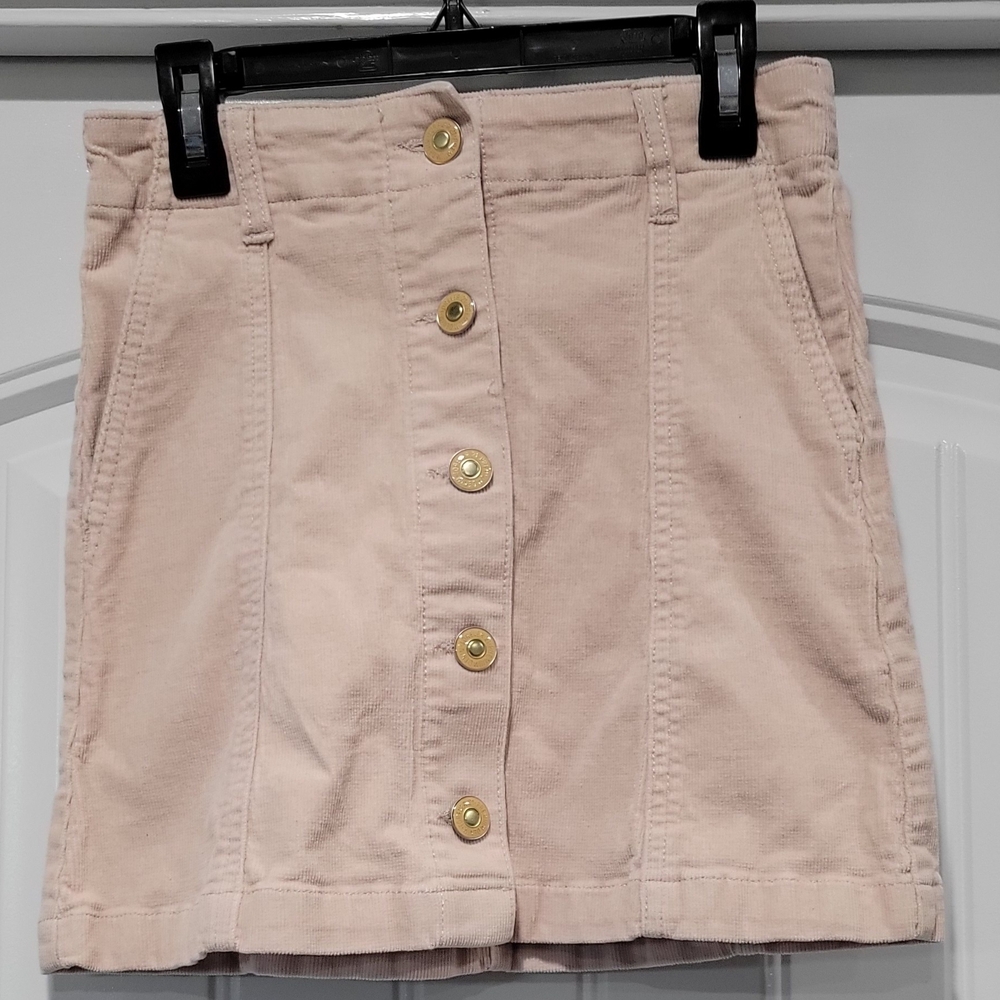 Forever 21 Pink Corduroy Button-Front Mini Skirt